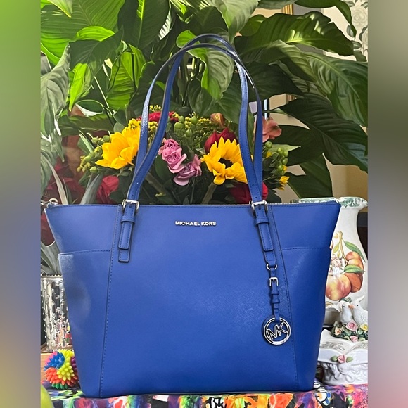 Michael Kors Handbags - MICHAEL KORS Jet Set Saffiano Leather Royal Blue Tote LARGE